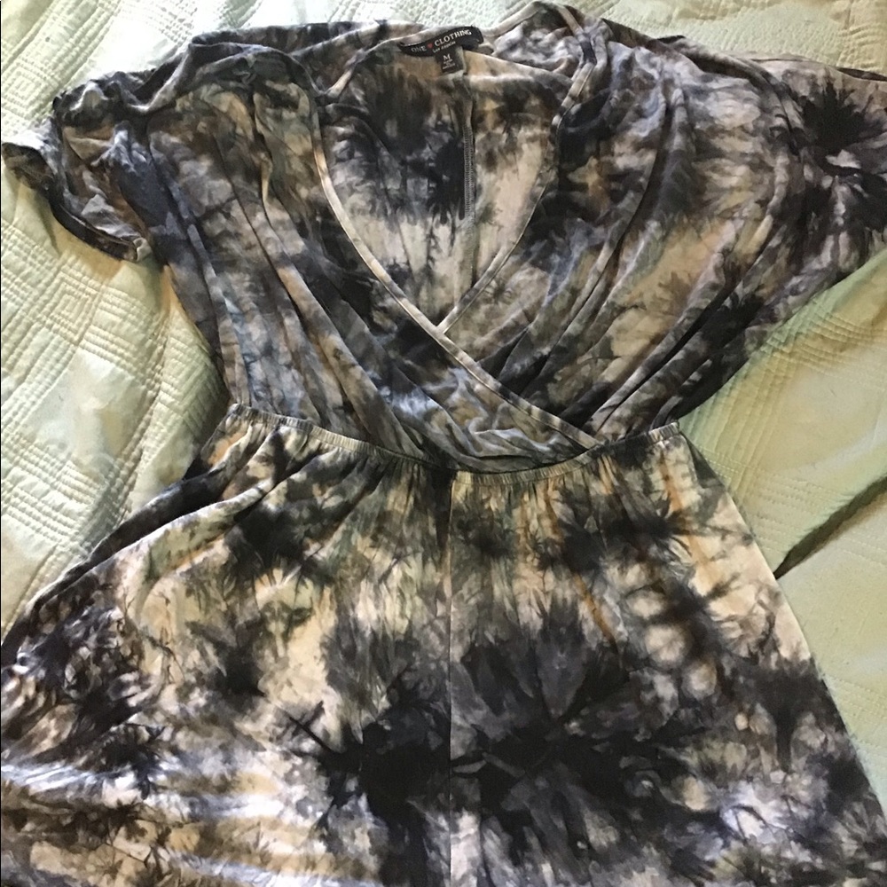 Marble print Shorts Romper W an elastic waste band